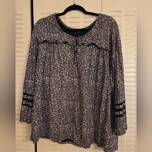 Lucky Brand Black and White Floral Blouse